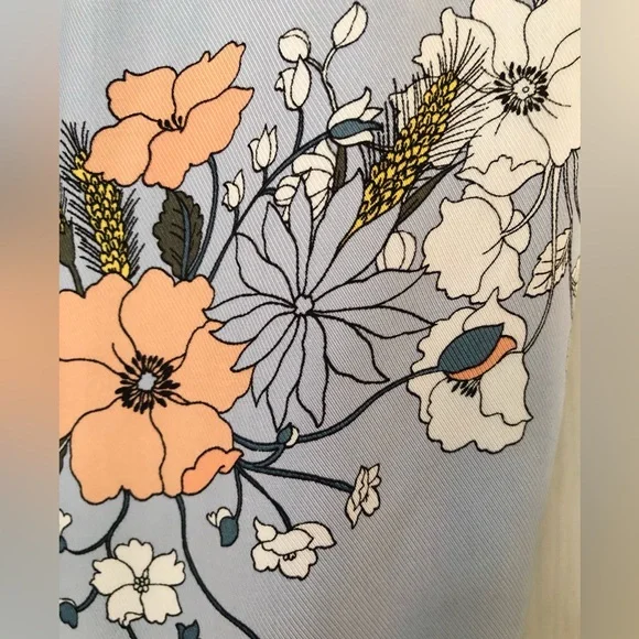 J. Crew Garden Floral Sky Blue Silky High-rise Pocket Pants - Picture 9 of 16